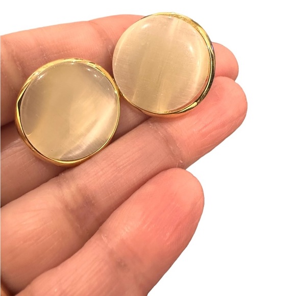 Opal Gold Plated Earrings Large Studs - Picture 1 of 9